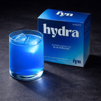 Hydra blue spirulina cellular hydration mix by FYN Wellness — sachet pack product shot